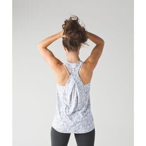 5 for $25| Lululemon Essential Tank Top Tiger Space Dye Black White Size 6